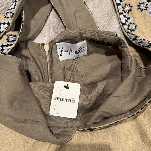 Free People Tan v-neck romper. - Picture 8 of 9